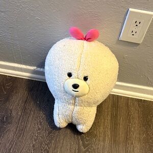 Cream Plush Toy with Pink Bow